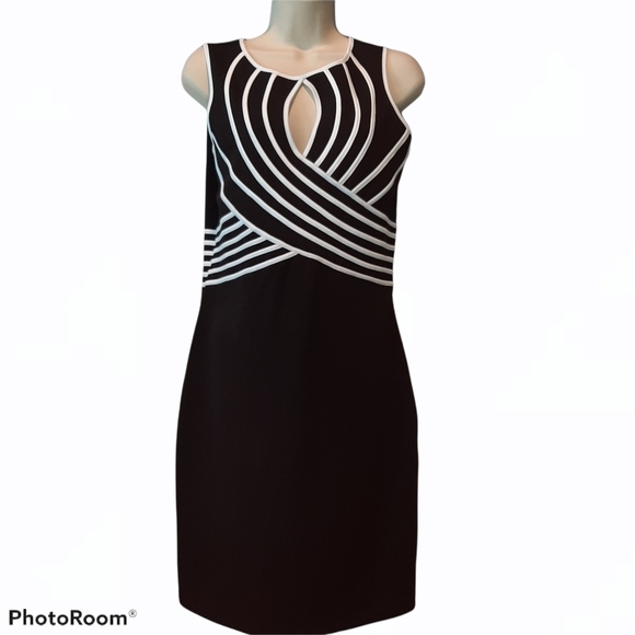 Vintage Spiegal Black With White Piping Body Con - Picture 1 of 5